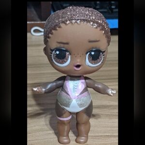 Glitter-Top Brown Skin Doll with Pink & Gold Outfit